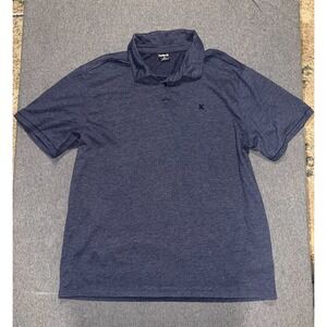 Hurley Polo Shirt Mens XL Dark Blue Embroidered Logo H20 Dri